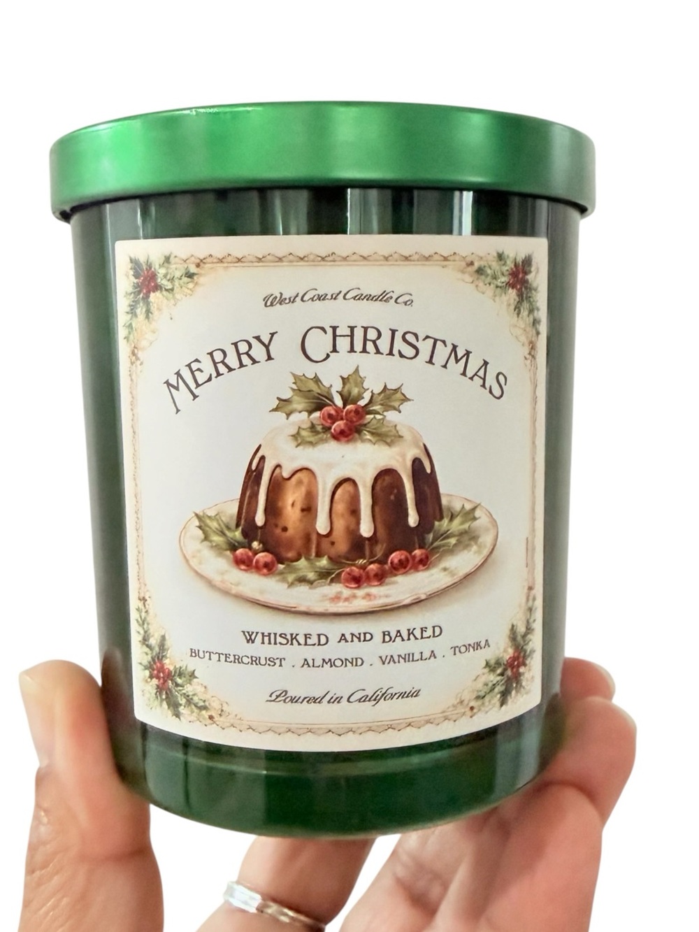 Leoben Company Merry Christmas Whisked and Baked Green Luxury Scented Candle